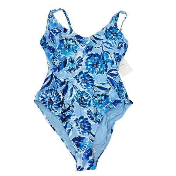 Andie The Bala One Piece Swimsuit Blue Floral Size Medium NEW with Tags! - Picture 5 of 9
